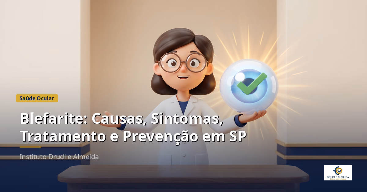 Capa ilustrativa do artigo "Blefarite: Causas, Sintomas, Tratamento e Prevenção em SP" sobre saúde ocular no blog da Drudi e Almeida Oftalmologia.