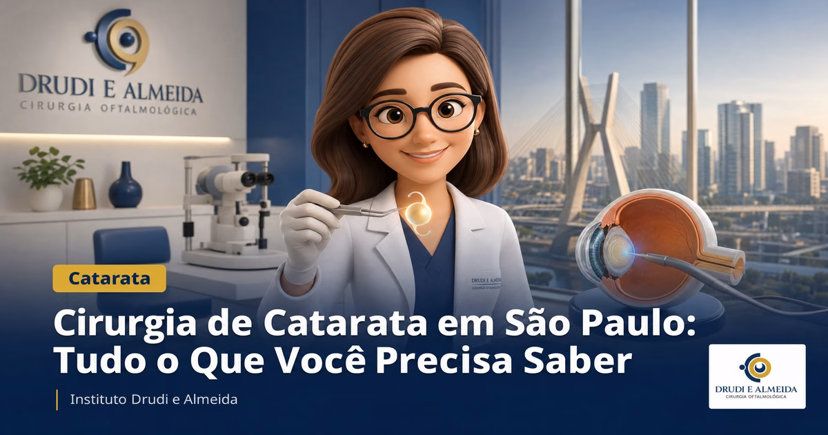 Capa ilustrativa do artigo "Cirurgia de Catarata em São Paulo: Tudo o Que Você Precisa Saber" sobre catarata no blog da Drudi e Almeida Oftalmologia.