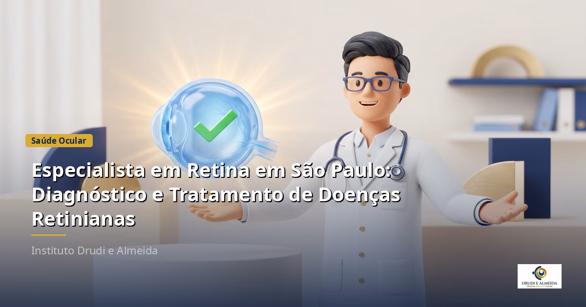Capa ilustrativa do artigo "Especialista em Retina em São Paulo: Diagnóstico e Tratamento de Doenças Retinianas" sobre saúde ocular no blog da Drudi e Almeida Oftalmologia.