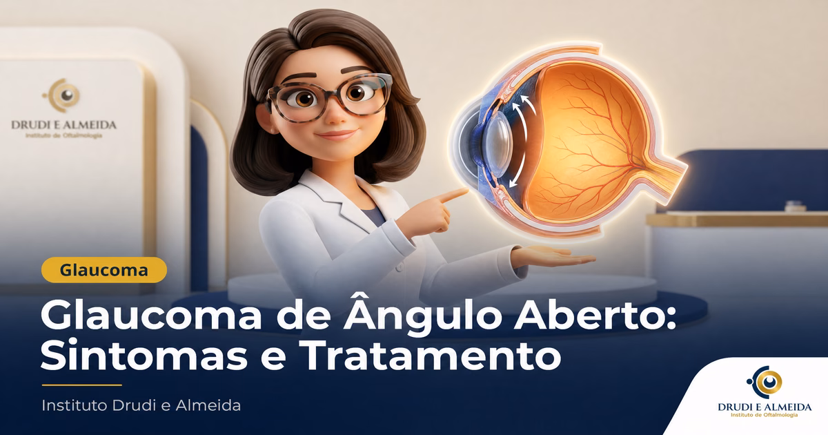 Capa ilustrativa do artigo "Glaucoma de Ângulo Aberto: Sintomas e Tratamento em SP" sobre glaucoma no blog da Drudi e Almeida Oftalmologia.