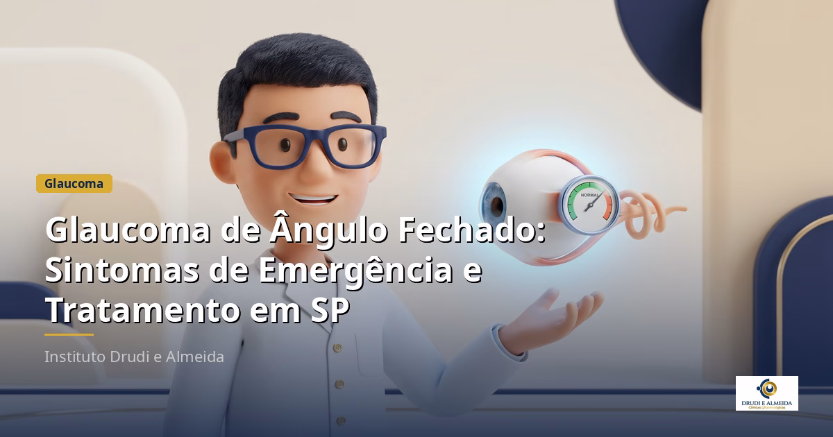 Capa ilustrativa do artigo "Glaucoma de Ângulo Fechado: Sintomas de Emergência e Tratamento em SP" sobre glaucoma no blog da Drudi e Almeida Oftalmologia.