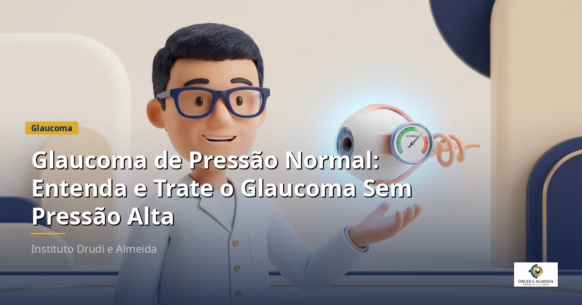 Capa ilustrativa do artigo "Glaucoma de Pressão Normal: Entenda e Trate o Glaucoma Sem Pressão Alta" sobre glaucoma no blog da Drudi e Almeida Oftalmologia.
