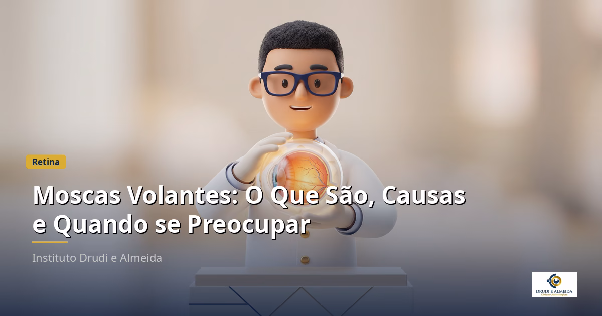 Capa ilustrativa do artigo "Moscas Volantes: O Que São, Causas e Quando se Preocupar" sobre retina no blog da Drudi e Almeida Oftalmologia.