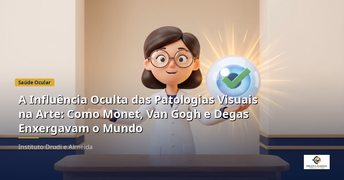 Capa ilustrativa do artigo "A Influência Oculta das Patologias Visuais na Arte: Como Monet, Van Gogh e Degas Enxergavam o Mundo" sobre saúde ocular no blog da Drudi e Almeida Oftalmologia.