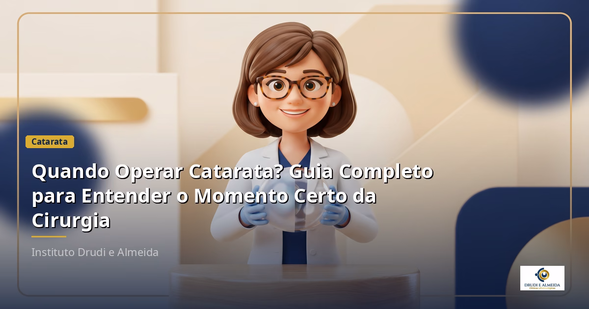 Capa ilustrativa do artigo "Quando Operar Catarata? Guia Completo para Entender o Momento Certo da Cirurgia" sobre catarata no blog da Drudi e Almeida Oftalmologia.