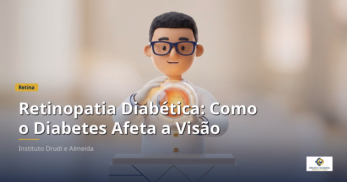 Capa ilustrativa do artigo "Retinopatia Diabética: Como o Diabetes Afeta a Visão" sobre retina no blog da Drudi e Almeida Oftalmologia.