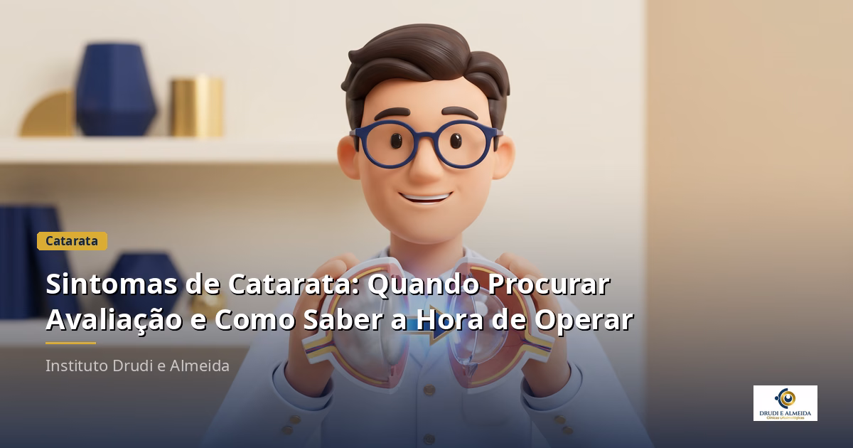 Capa ilustrativa do artigo "Sintomas de Catarata: Quando Procurar Avaliação e Como Saber a Hora de Operar" sobre catarata no blog da Drudi e Almeida Oftalmologia.