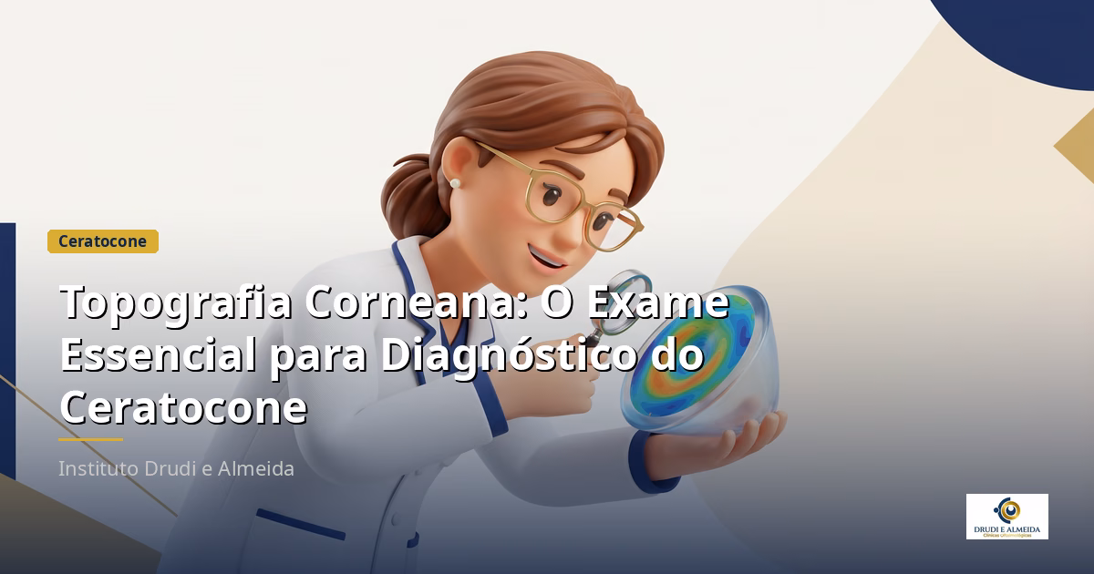 Capa ilustrativa do artigo "Topografia Corneana: O Exame Essencial para Diagnóstico do Ceratocone" sobre ceratocone no blog da Drudi e Almeida Oftalmologia.