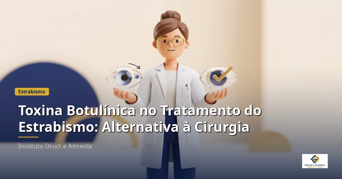 Capa ilustrativa do artigo "Toxina Botulínica no Tratamento do Estrabismo: Alternativa à Cirurgia" sobre estrabismo no blog da Drudi e Almeida Oftalmologia.