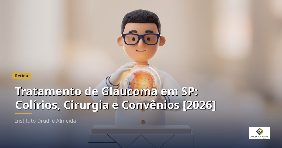 Capa ilustrativa do artigo "Tratamento de Glaucoma em SP: Colírios, Cirurgia e Convênios [2026]" sobre retina no blog da Drudi e Almeida Oftalmologia.