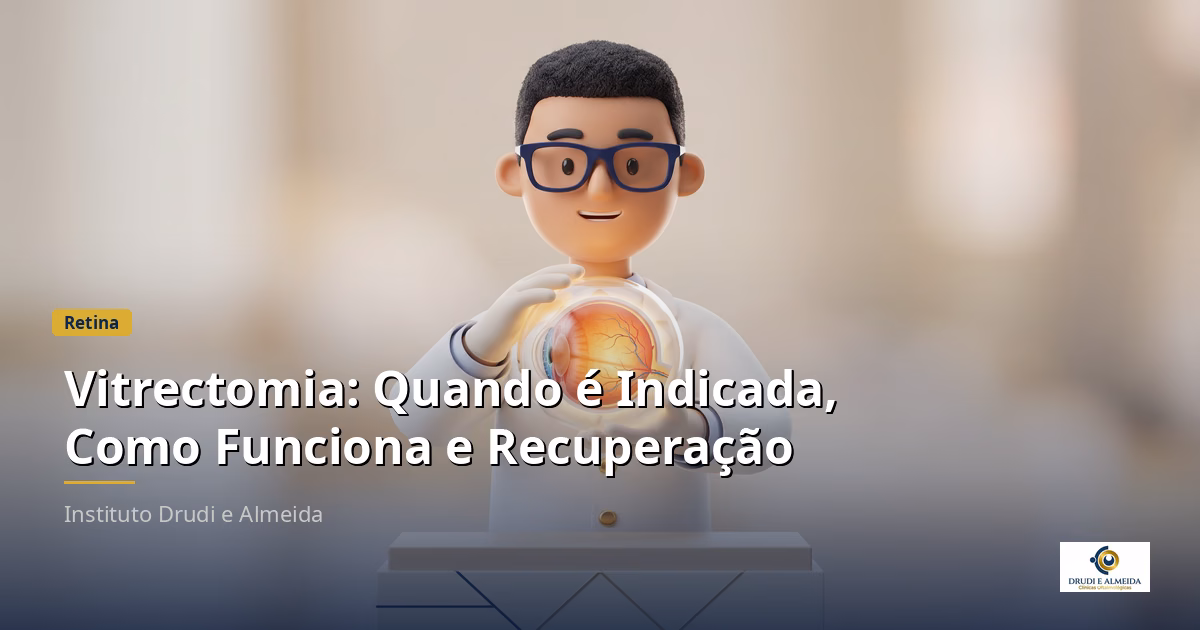 Capa ilustrativa do artigo "Vitrectomia: Quando é Indicada, Como Funciona e Recuperação" sobre retina no blog da Drudi e Almeida Oftalmologia.